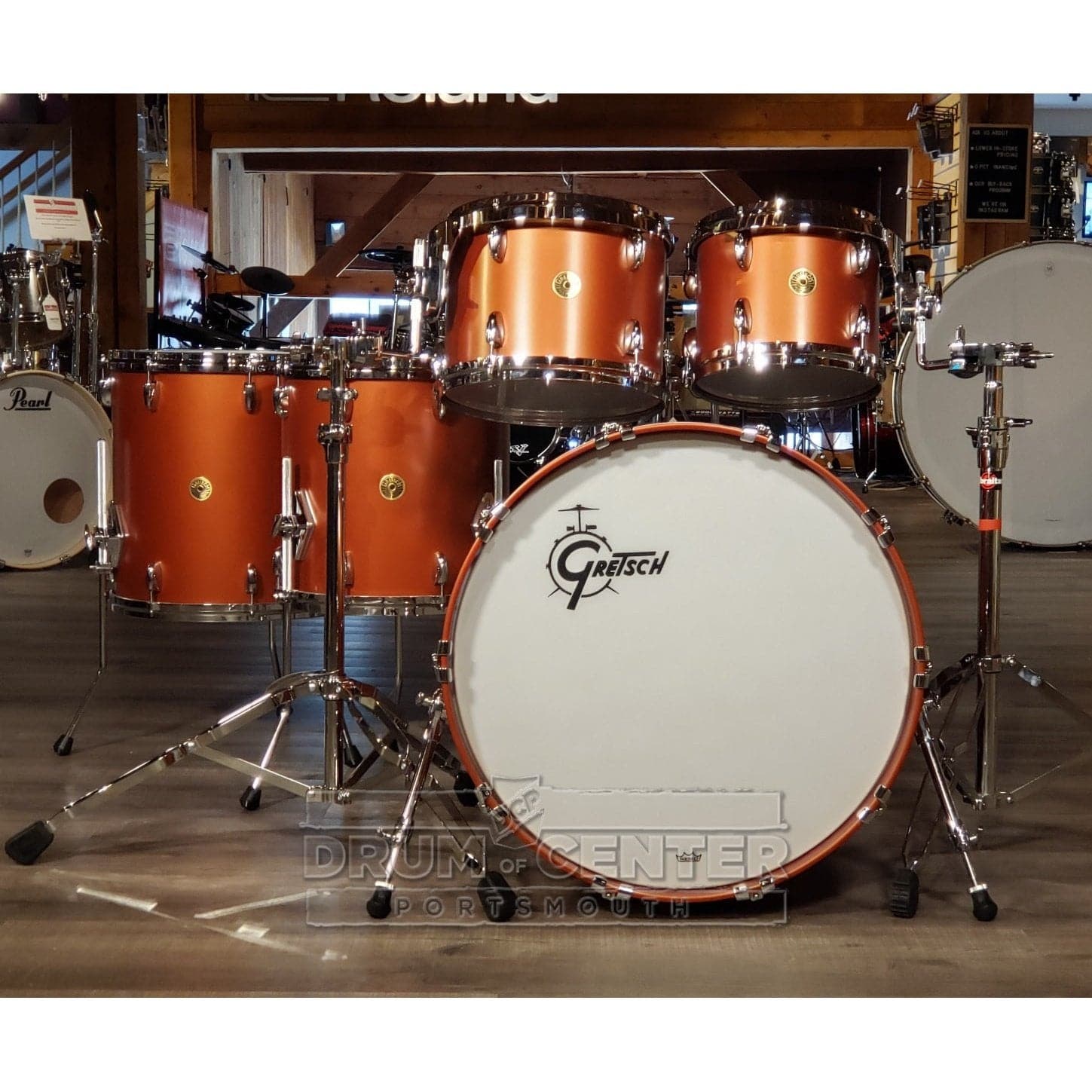 Gretsch USA Custom 5pc Drum Set Satin Copper