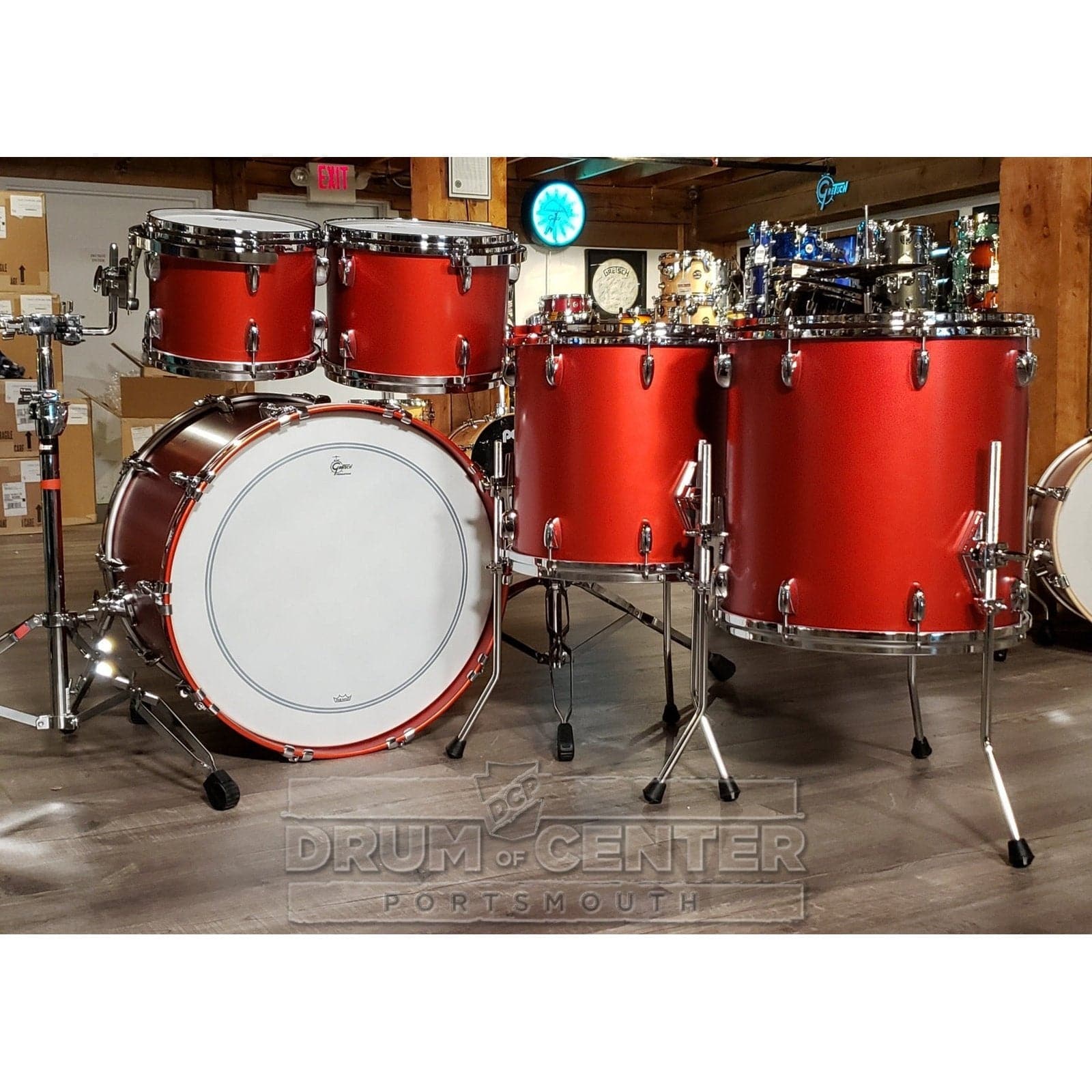 Gretsch USA Custom 5pc Drum Set Satin Dakota Red