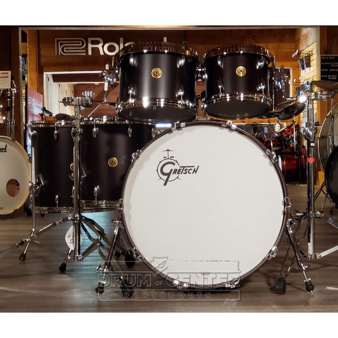 Gretsch USA Custom 5pc Drum Set Satin Dark Walnut