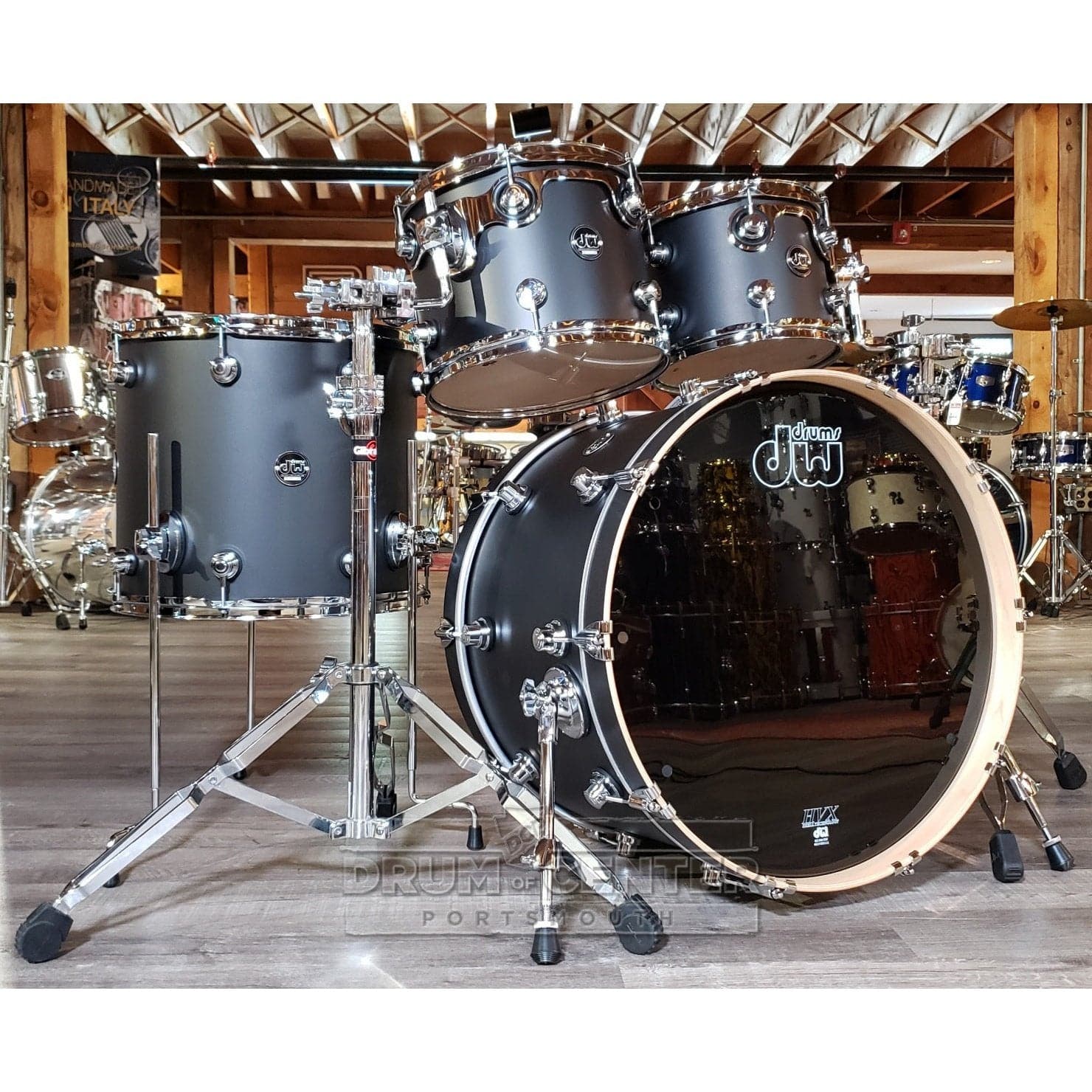 DW Performance 4pc Drum Set 22/10/12/16 Hard Satin Charcoal Metallic