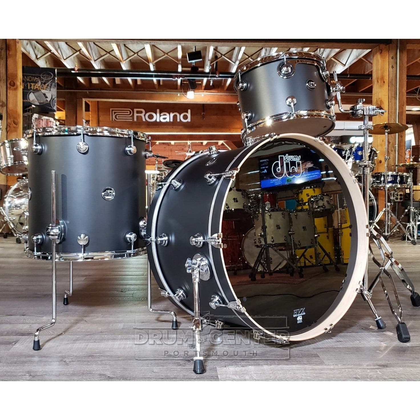 DW Performance 3pc Drum Set 24/13/16 Hard Satin Charcoal Metallic
