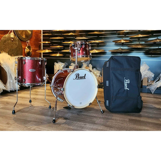 Used Pearl Midtown 3pc Drum Set Black Cherry Glitter w/Bags