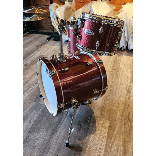 Used Pearl Midtown 3pc Drum Set Black Cherry Glitter w/Bags