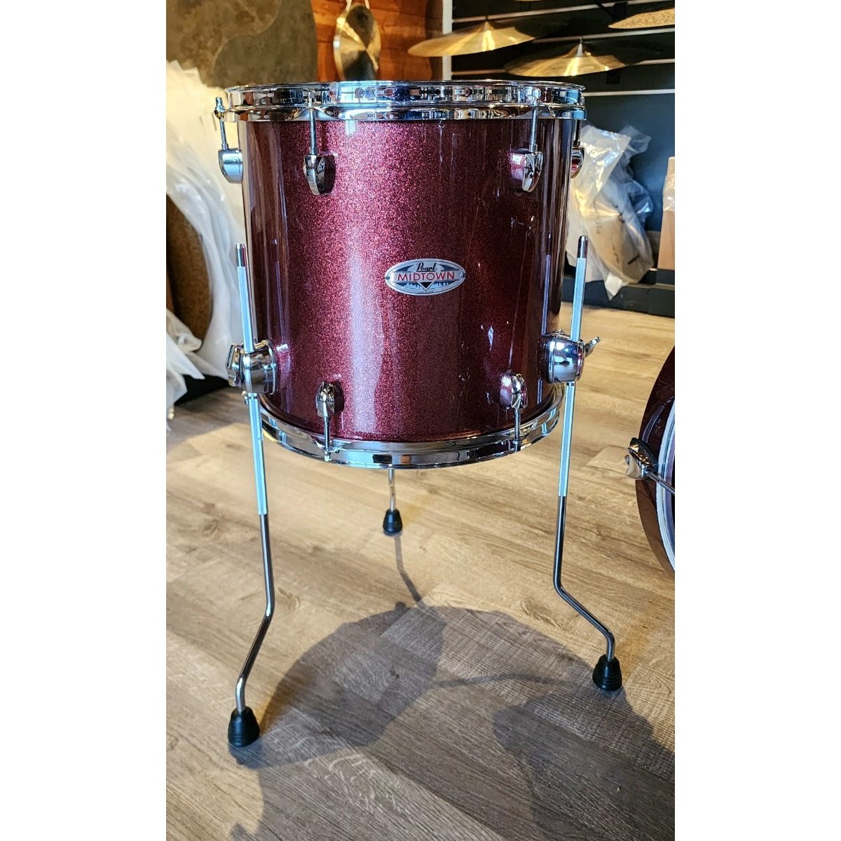 Used Pearl Midtown 3pc Drum Set Black Cherry Glitter w/Bags