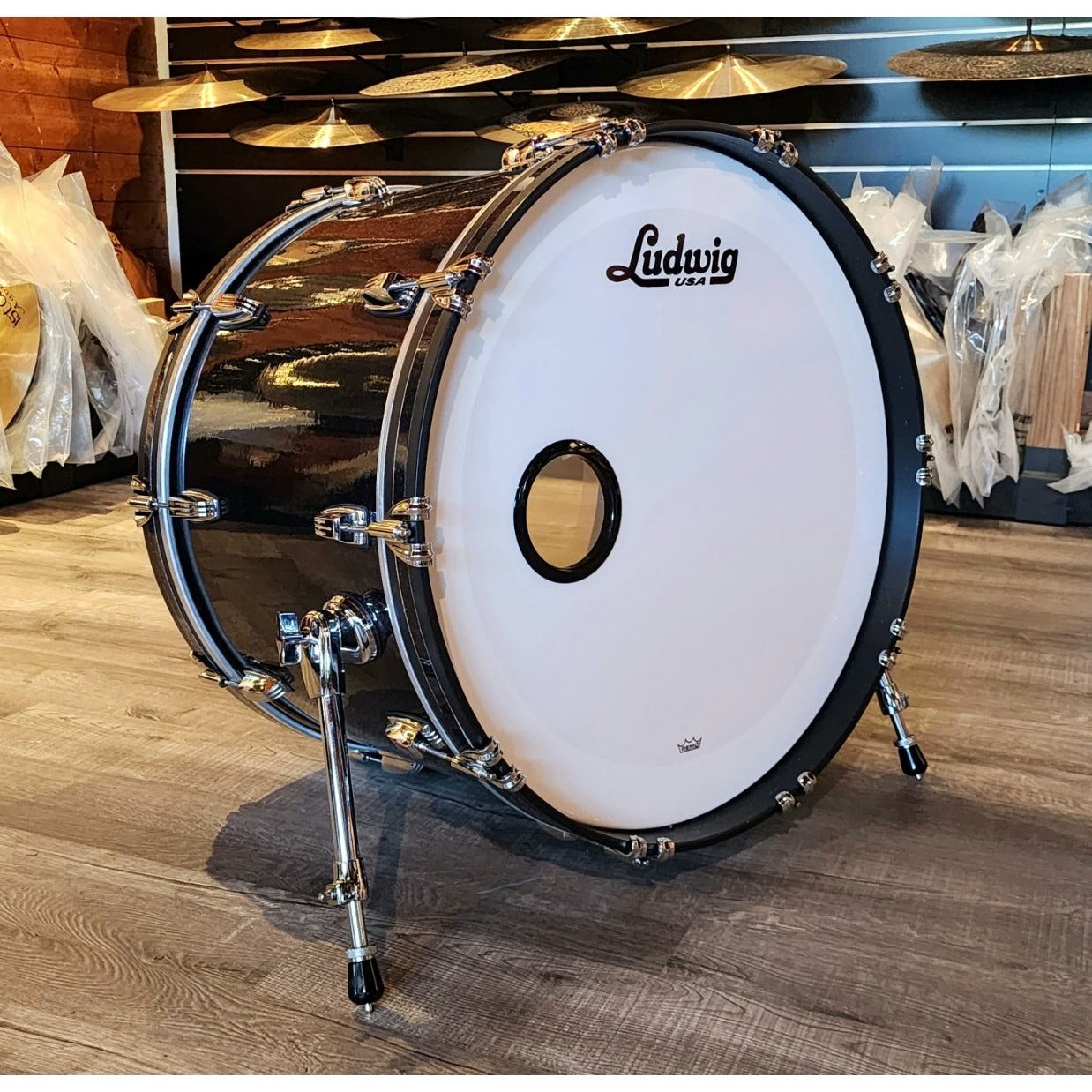 Used Ludwig Classic Maple 24x16 Bass Drum Black Sparkle (#2)