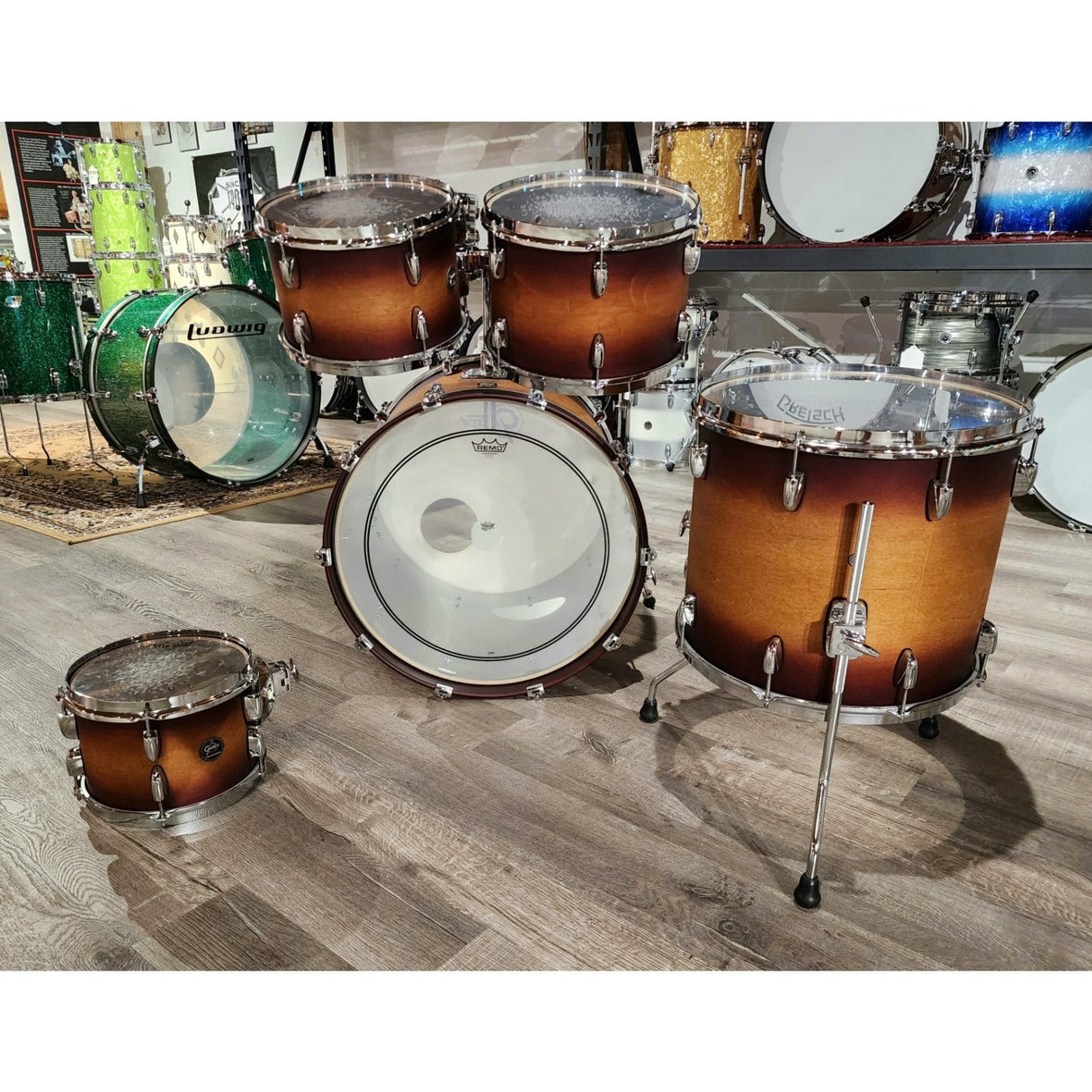 Used Gretsch Renown 5pc Drum Set Satin Tobacco Burst