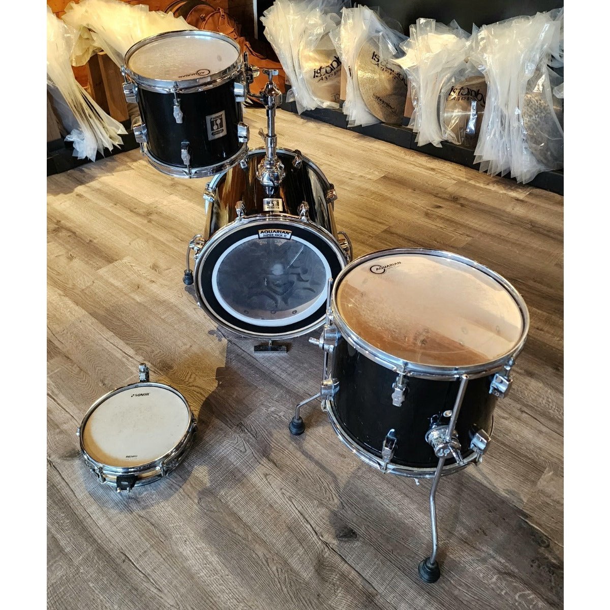 Used Sonor Jungle 4pc Drum Set Black