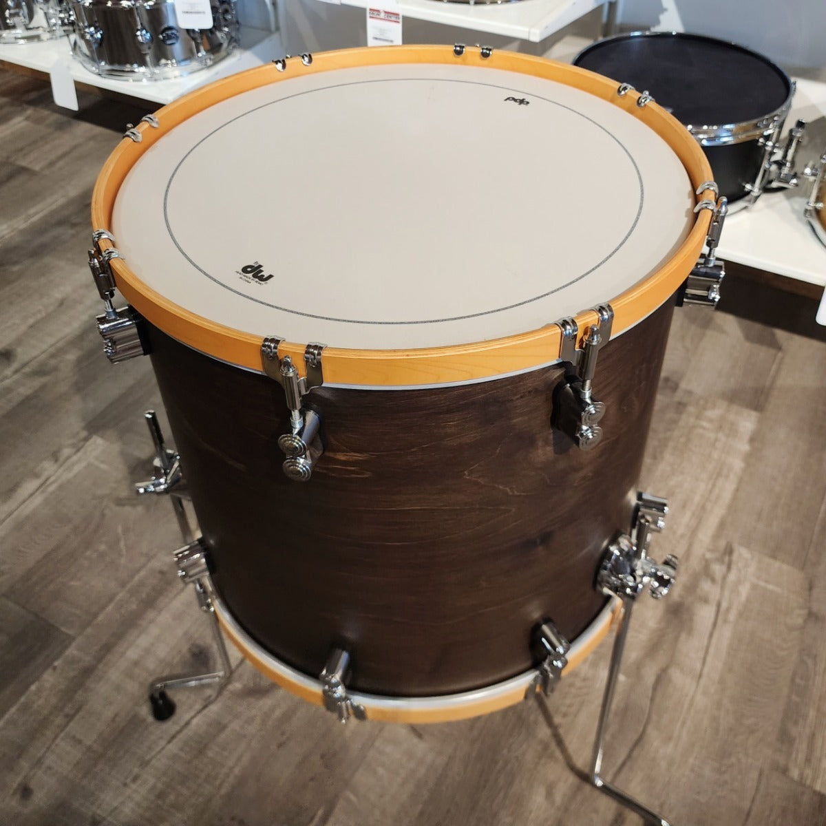Used PDP Concept Maple Classic Floor Tom 18x16 Walnut w/Natural Hoops