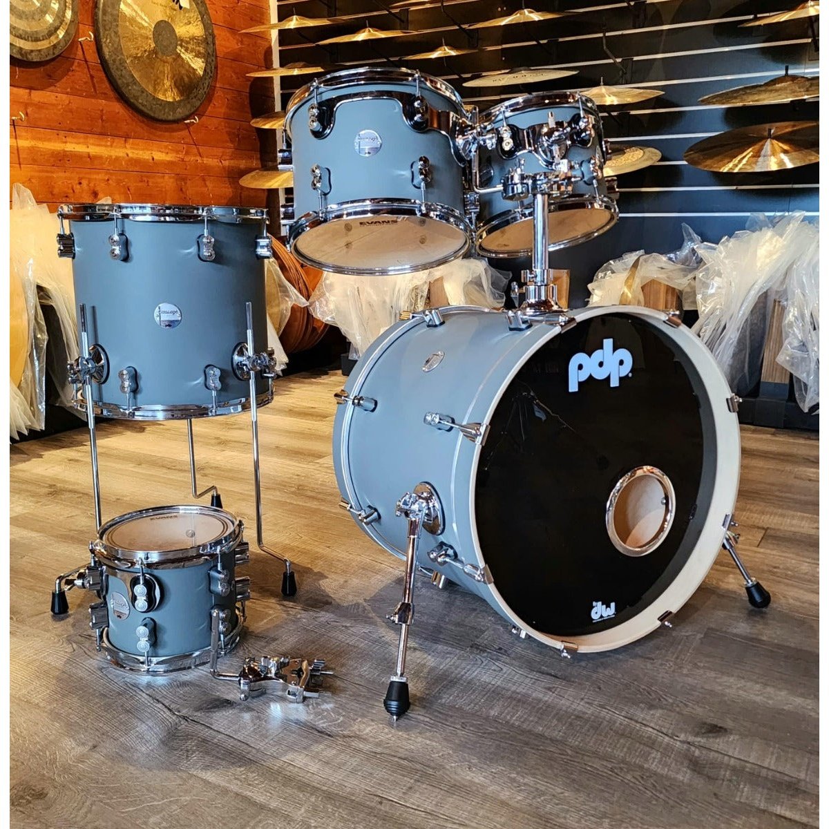 Used PDP Concept Maple 5pc Drum Set Pewter Grey