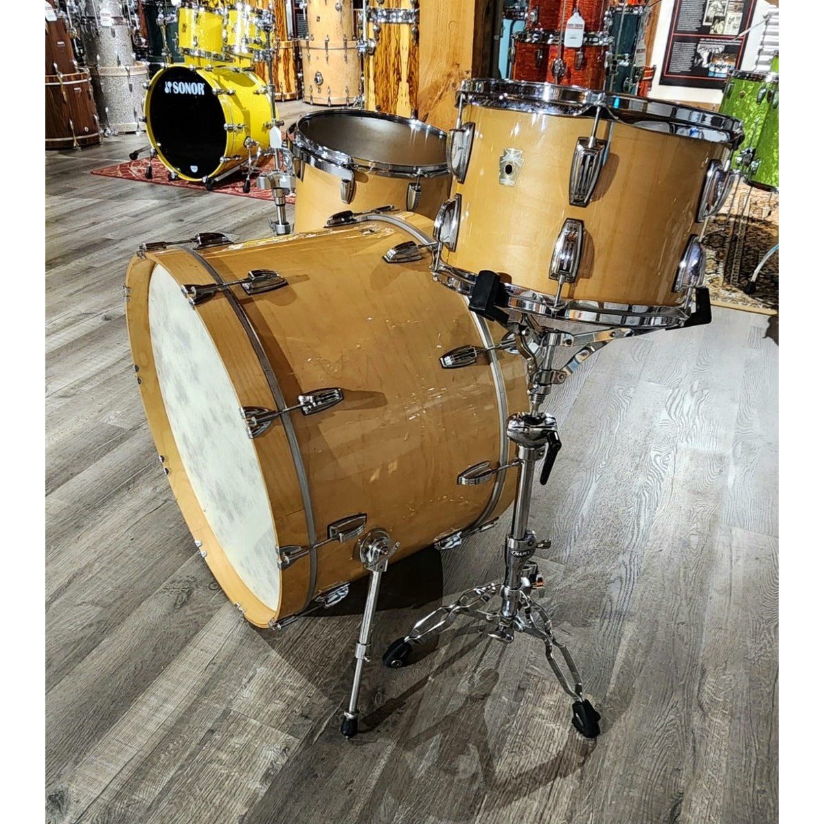 Used Ludwig Classic Maple 3pc Drum Set Natural Gloss