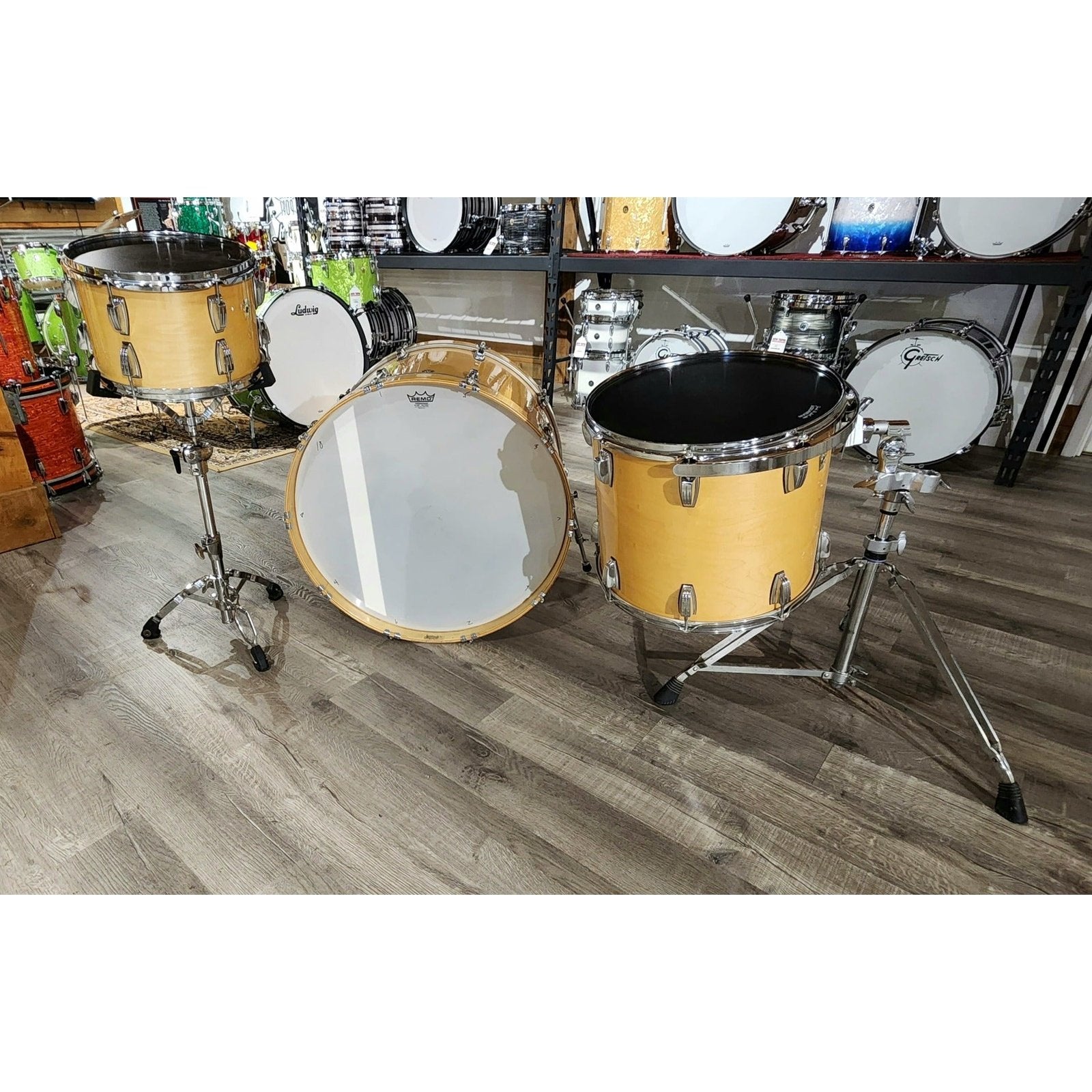 Used Ludwig Classic Maple 3pc Drum Set Natural Gloss