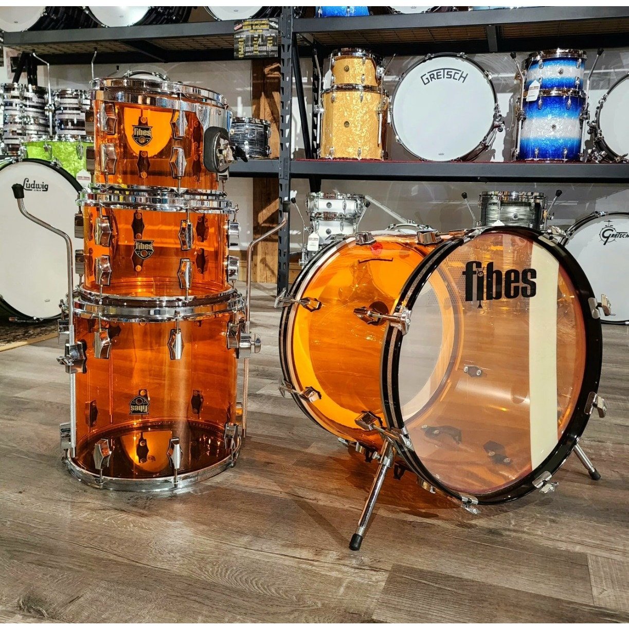 Used Fibes 4pc Austin Era Acrylic Drum Set Amber