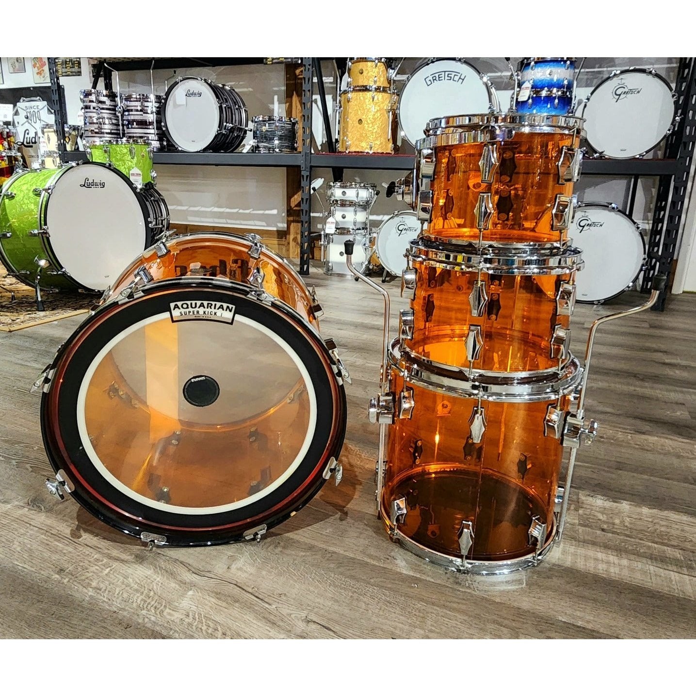 Used Fibes 4pc Austin Era Acrylic Drum Set Amber