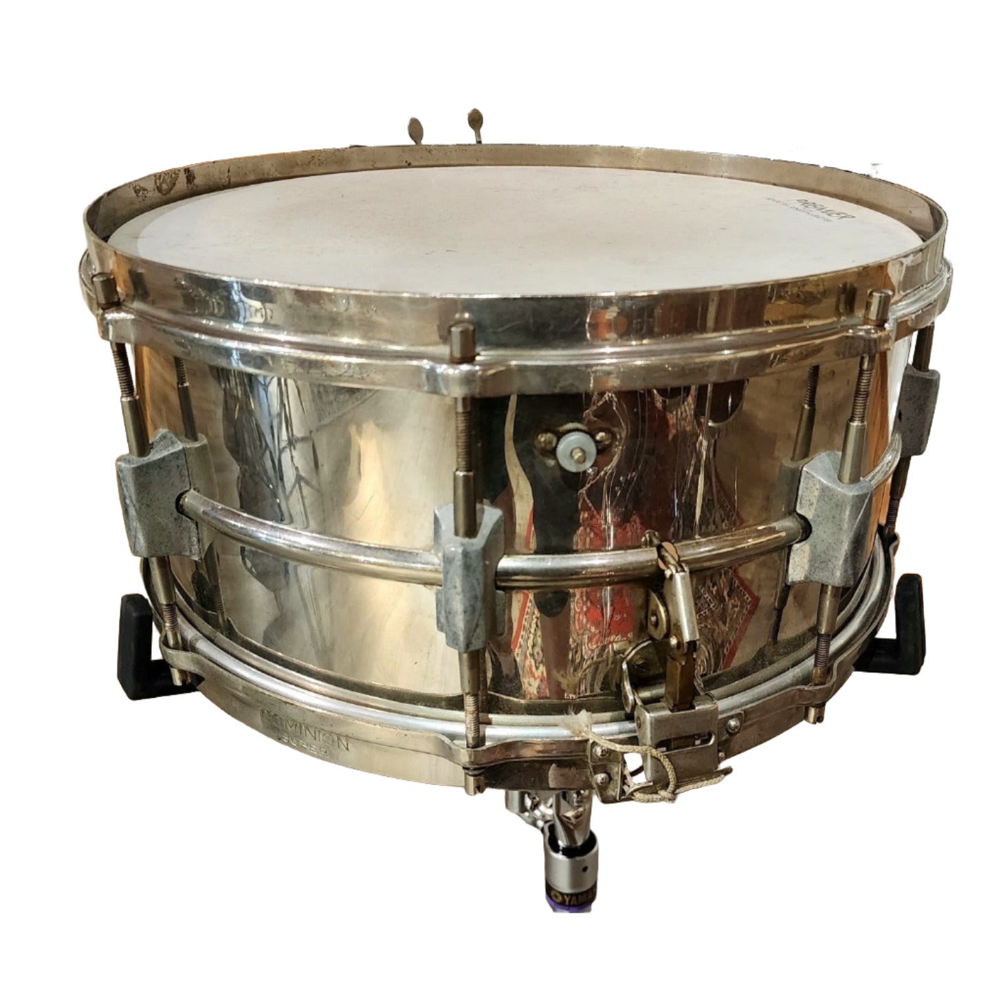 Used Vintage Premier Dominion Super Brass Snare Drum 14x6.5