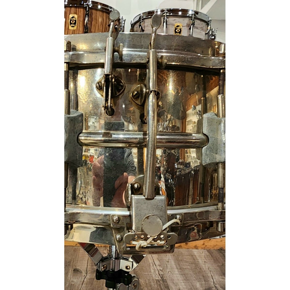 Used Vintage Premier Dominion Super Brass Snare Drum 14x6.5
