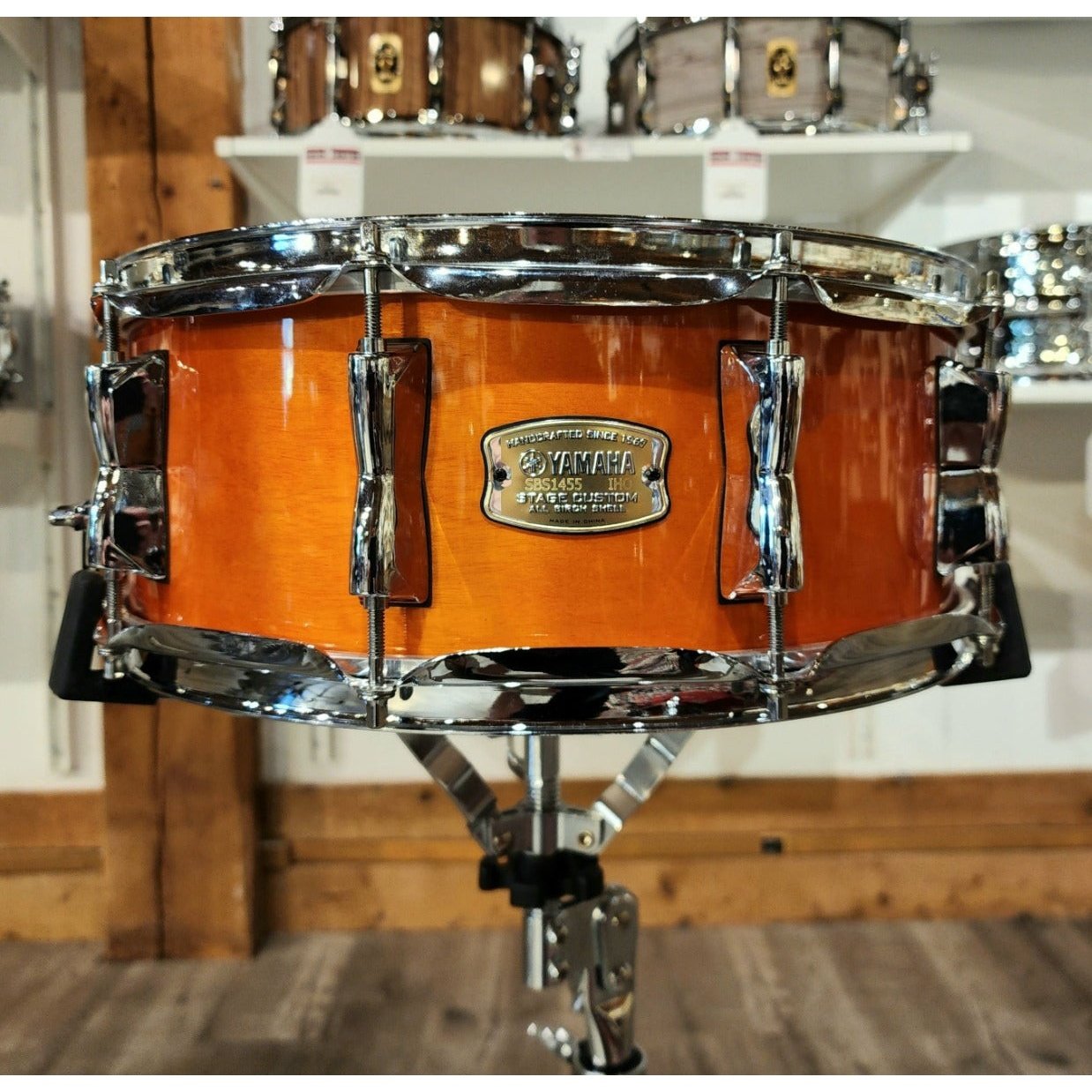 Used Yamaha Stage Custom Birch Snare Drum Honey Amber 14x5.5