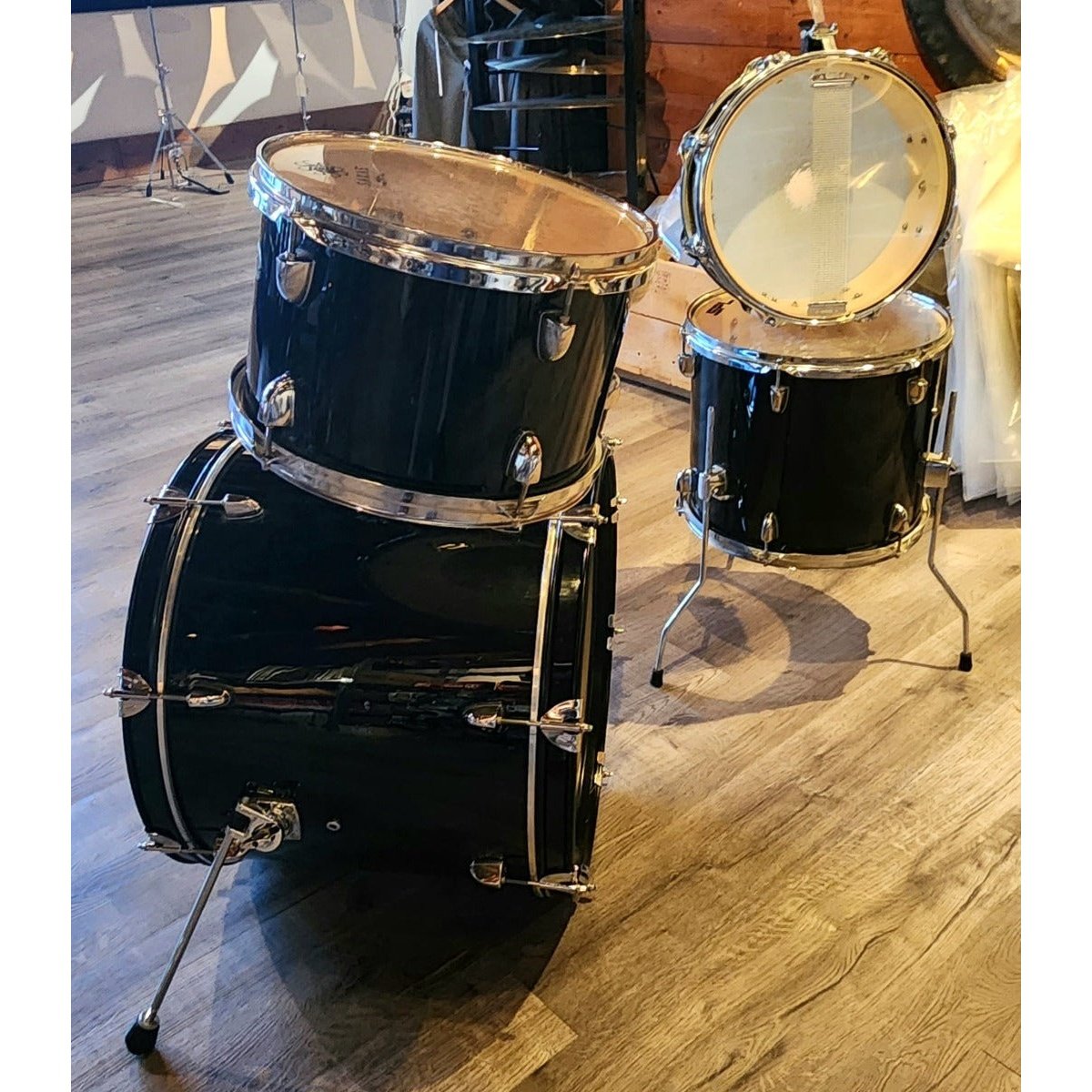 Used SPL 4pc Drumset Black Wrap