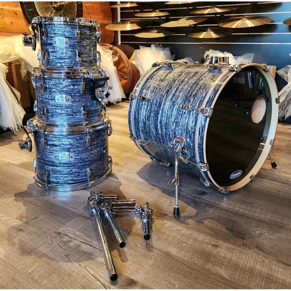 Used Pearl Export EXR 4pc Drum Set Strata Black