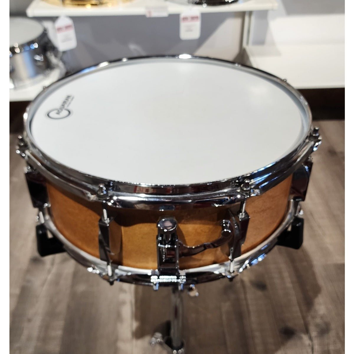 Used Canopus Yaiba Maple Snare Drum 14x5.5 Antique Natural Matte Lacquer