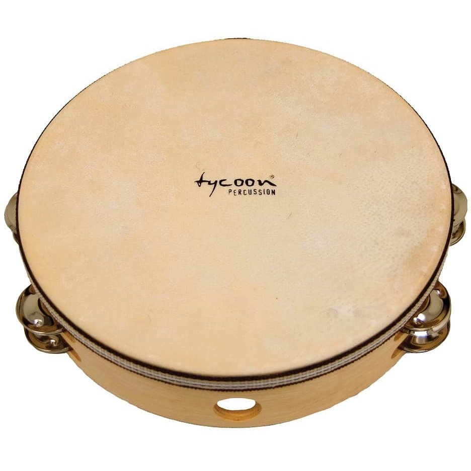Tycoon Percussion Double Row Headed Wooden Tambourine With Bright Steel Jingles