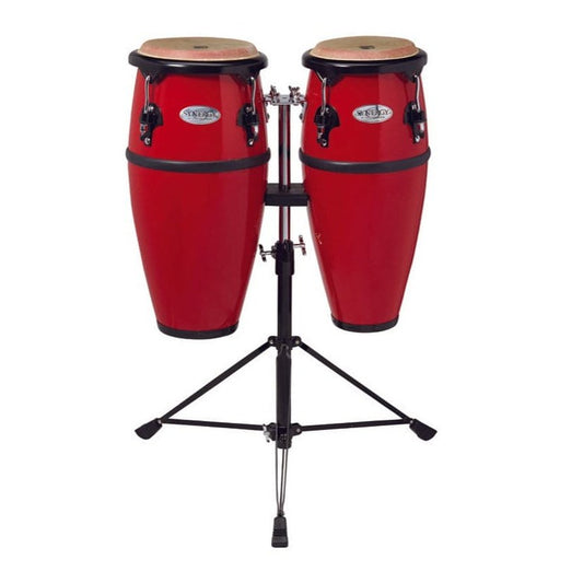 Toca Synergy Fiberglass Double Conga Set With Stand - 8 And 9 Inches - Red