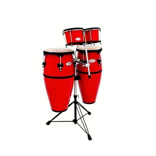 Toca Synergy Conga & Bongo Set w/ Stand - Fiberglass Red