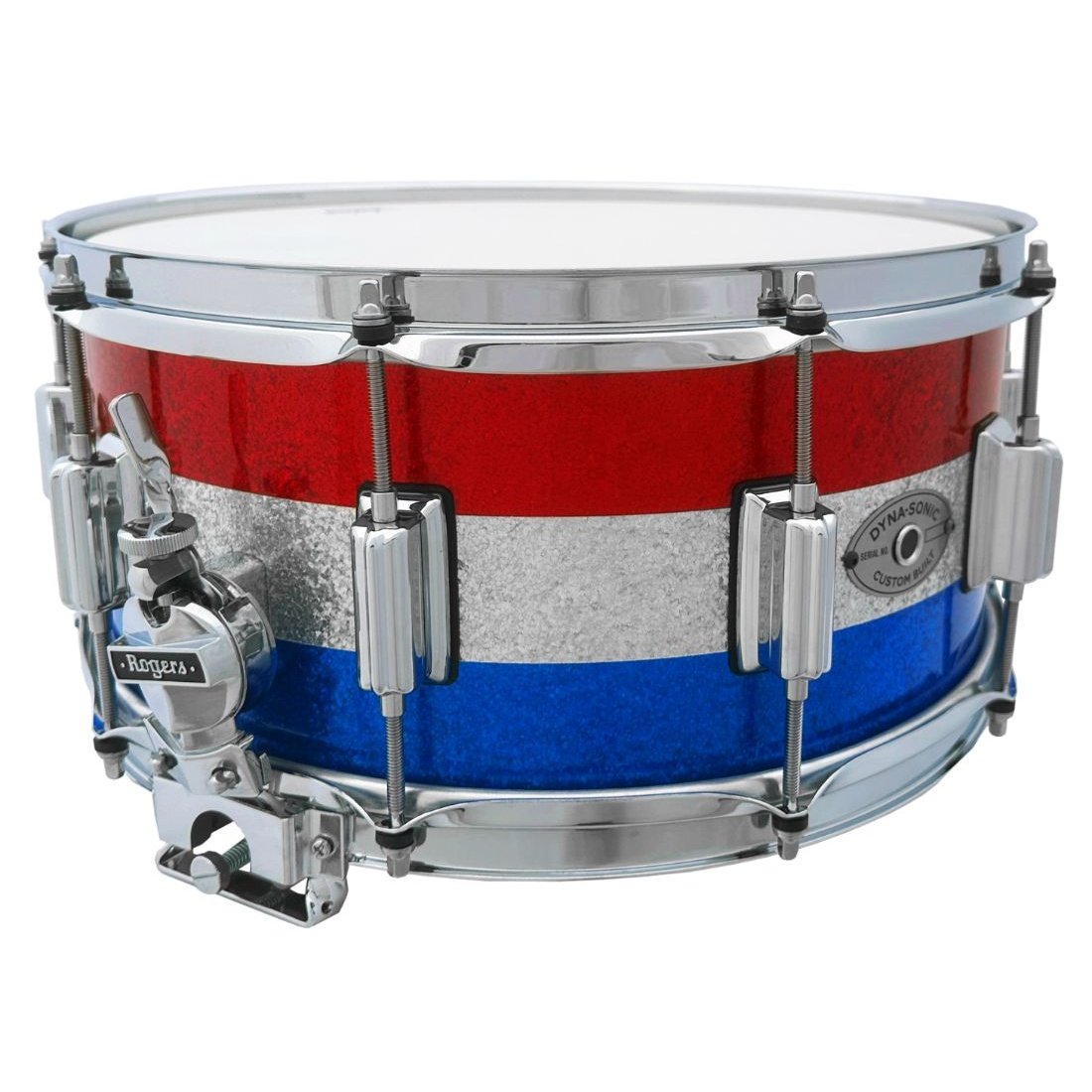 Rogers Dyna-sonic Wood Shell Snare Drum 14x6.5 Red White & Blue Sparkle