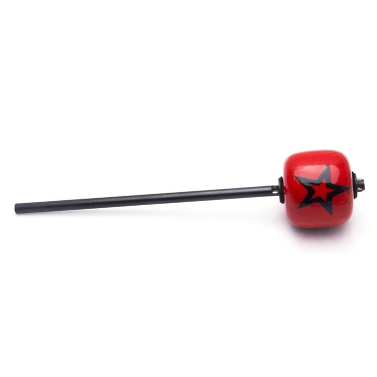 Danmar Red Wood Ball Bass Drum Beater, Black Shaft - Black Star