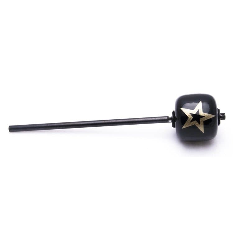Danmar Black Wood Ball Bass Drum Beater, Black Shaft - Silver Star