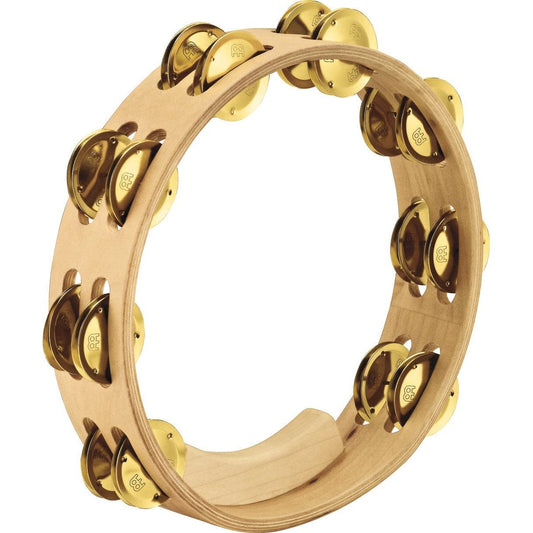 Meinl Artisan Wood Tambourine Brass Jingles 2 Rows Maple Frame