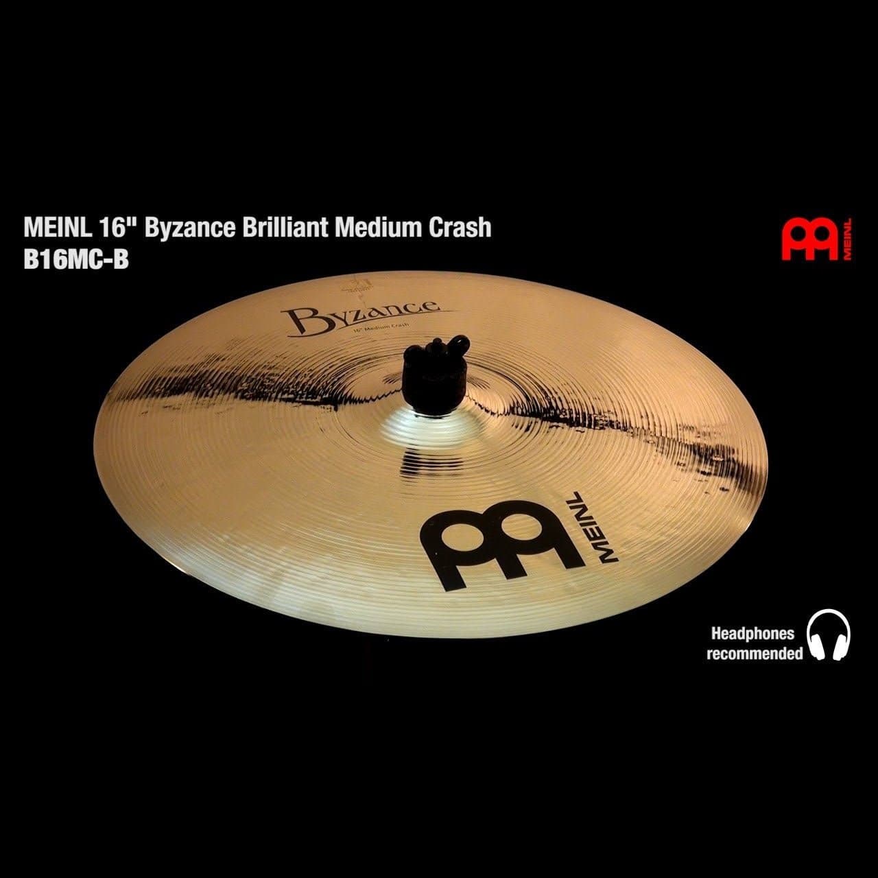 Meinl Byzance Brilliant Medium Crash Cymbal 16 - B16MC-B – Drum