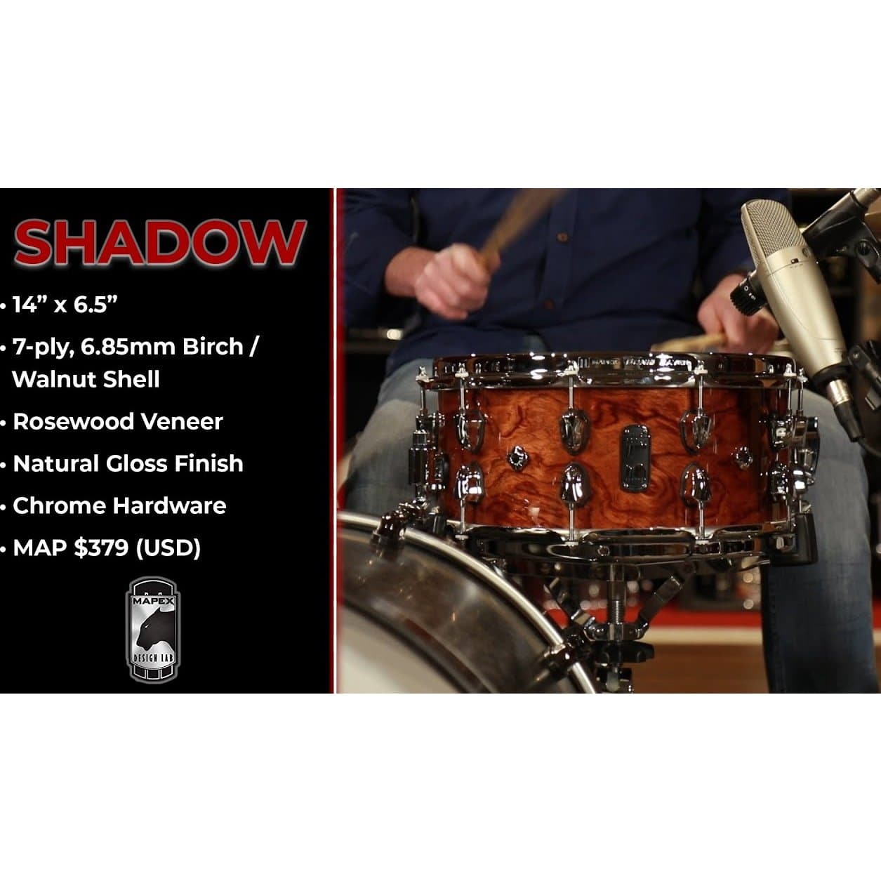 Mapex Black Panther 14x6.5 Shadow Snare Drum - Natural – Drum