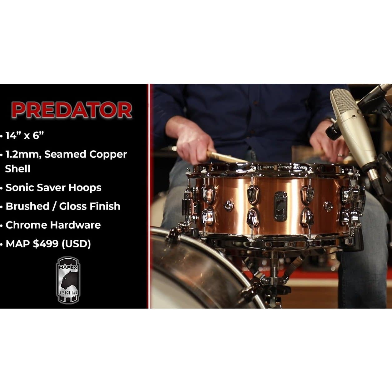 Mapex Black Panther 14x6 Predator Snare Drum - Copper