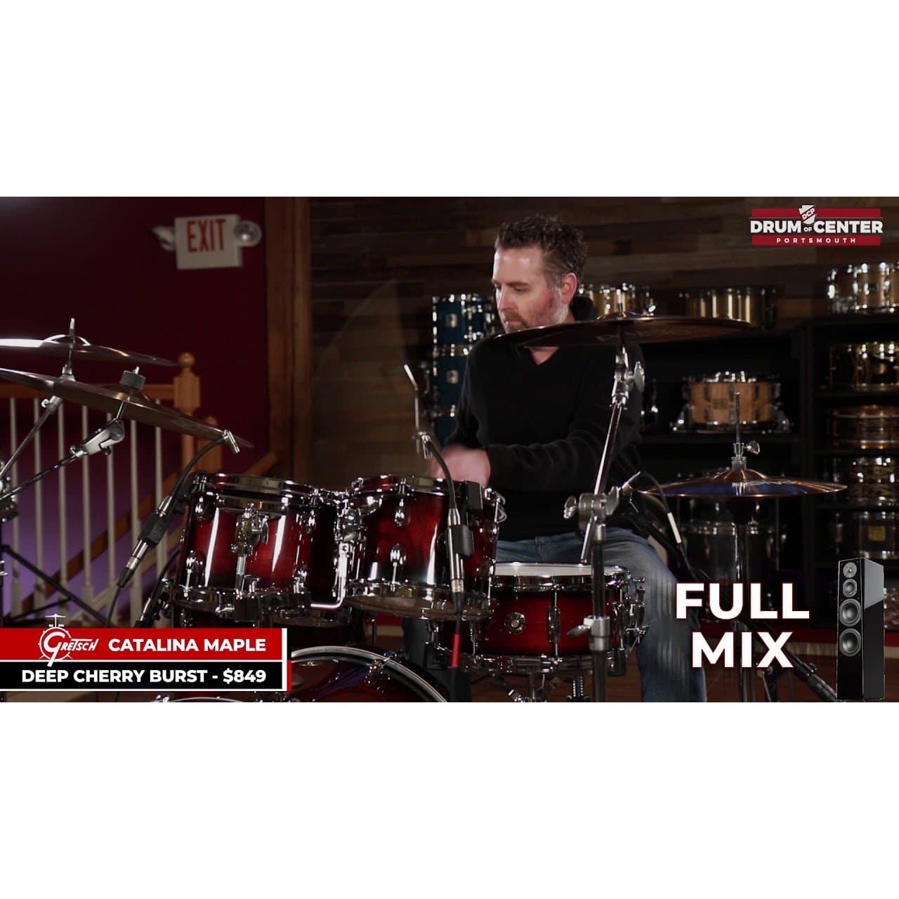 Gretsch Catalina Maple 7pc Rock Drum Set Satin Deep Cherry Burst