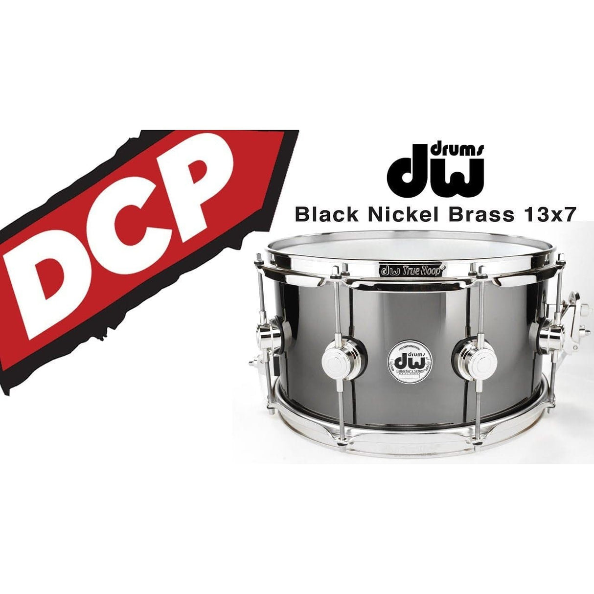 DW Collectors Black Nickel Over Brass Snare Drum 13x7 Gold Hardware