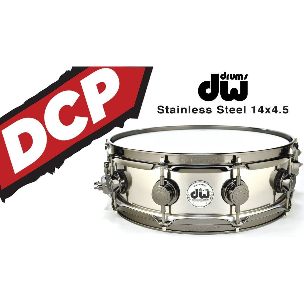 DW Collectors Stainless Steel Snare Drum 14x4.5 Black Nickel Hardware