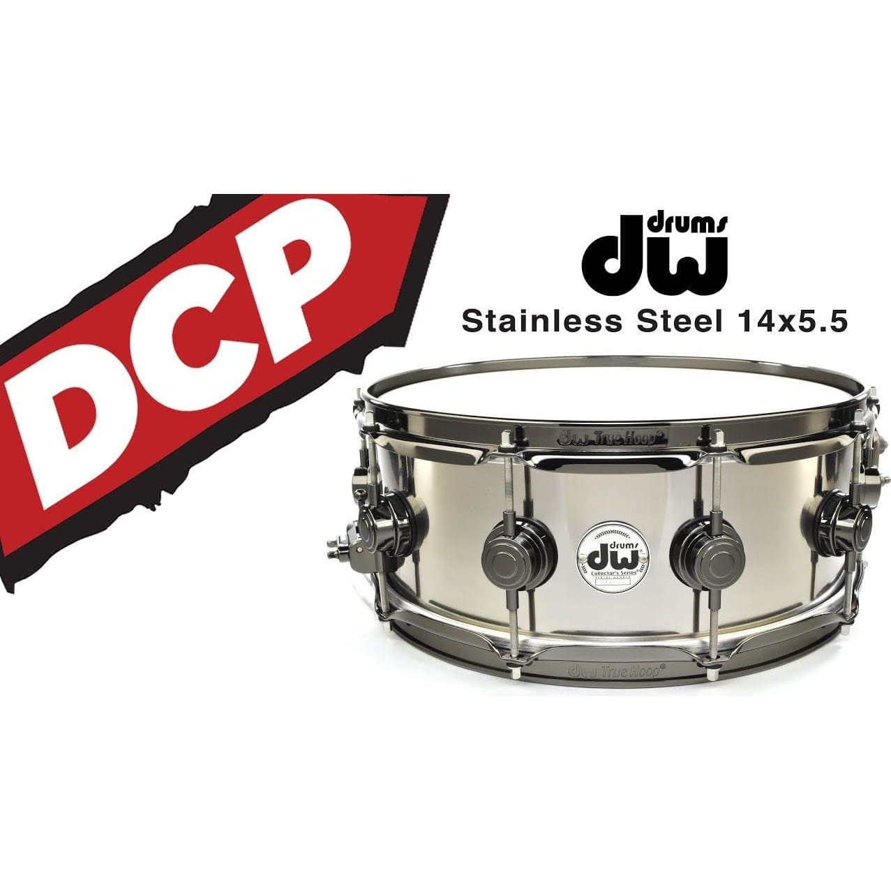 DW Collectors Stainless Steel Snare Drum 14x5.5 Black Nickel Hardware
