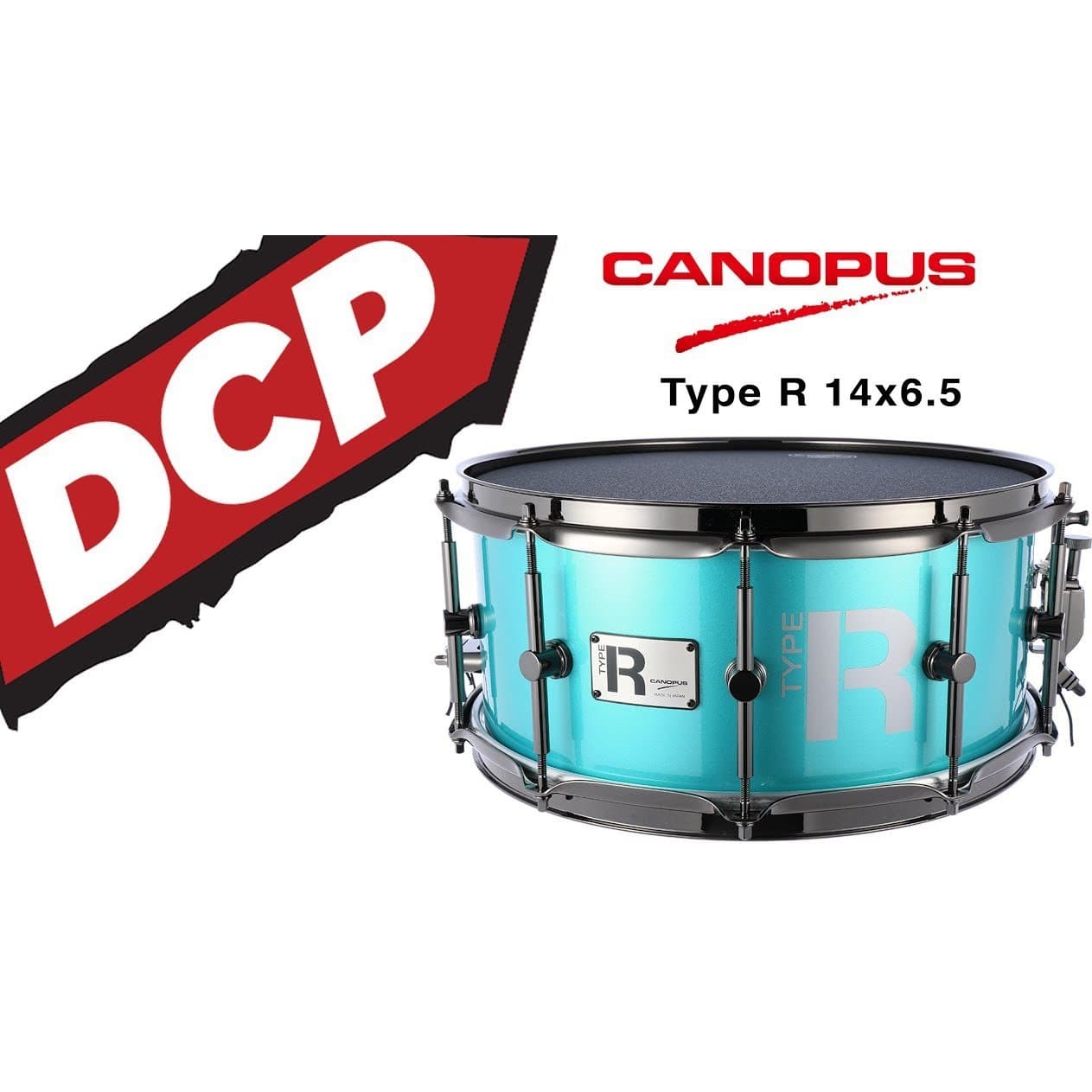 Canopus Type-R Maple Snare Drum 14x6.5 Turquoise Metallic w/ Black Hw