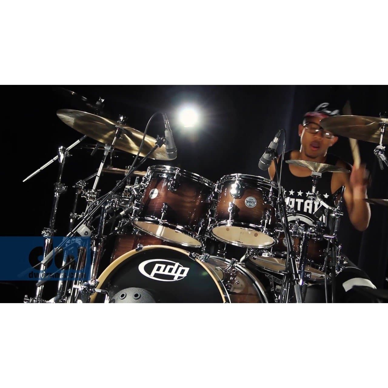 PDP Concept Exotic Component Drums : Walnut - Charcoal Burst, Chrome Hardware 16x18 Floor Tom