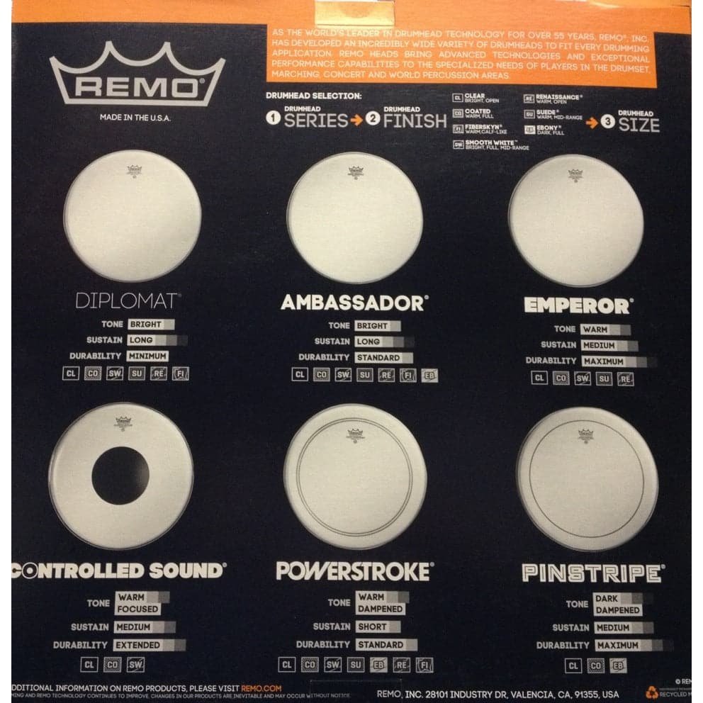 Remo Emperor Clear Drum Head ProPack + FREE 14" Coated Ambassador