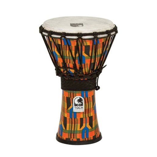 Toca Freestyle Rope Tuned 7 Djembe, Kente Cloth