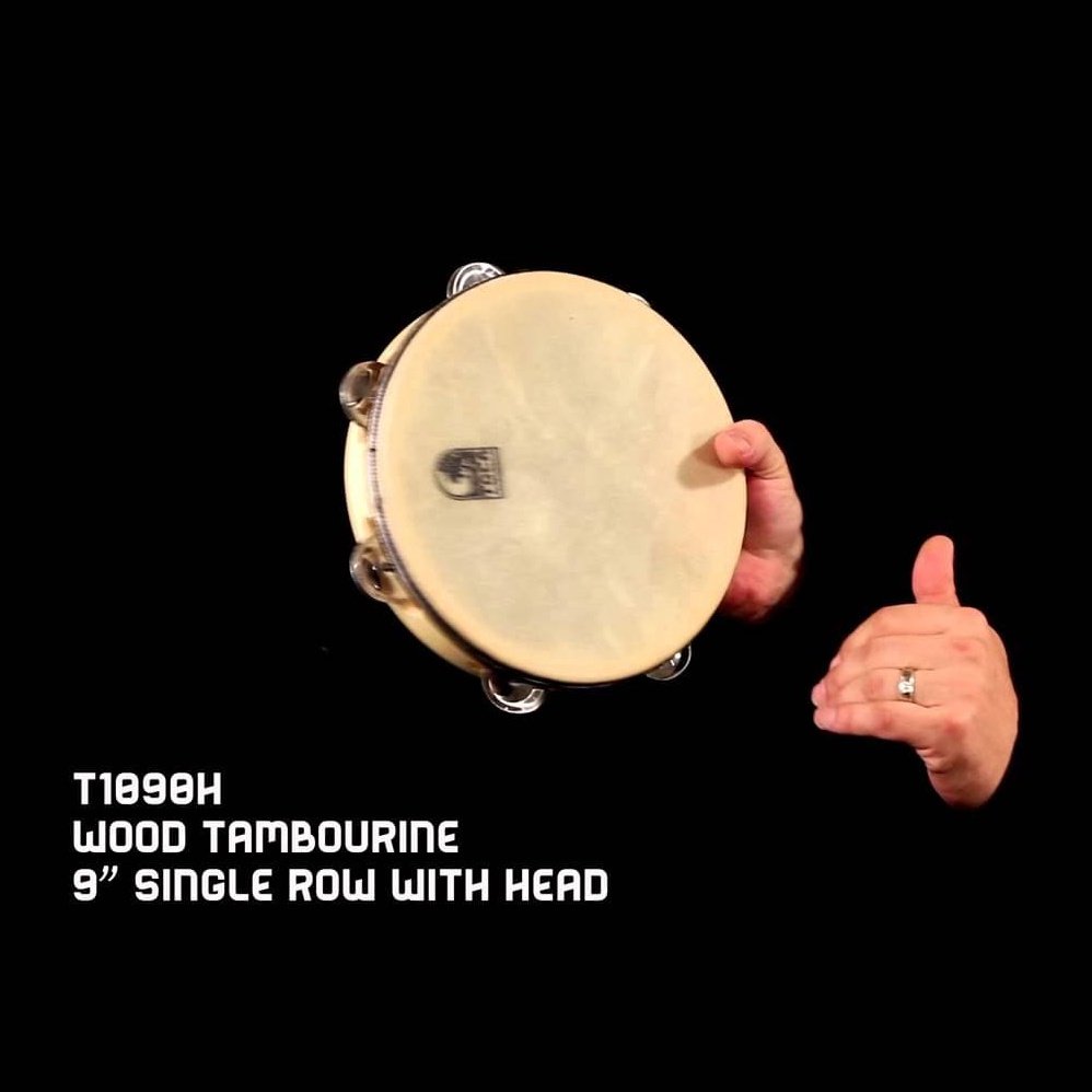 Toca Wood Tambourine, 9 Single Row with head