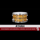 Tama Star Reserve Maple/Bubinga Snare Drum 15x8 Caramel Olive Ash Burst