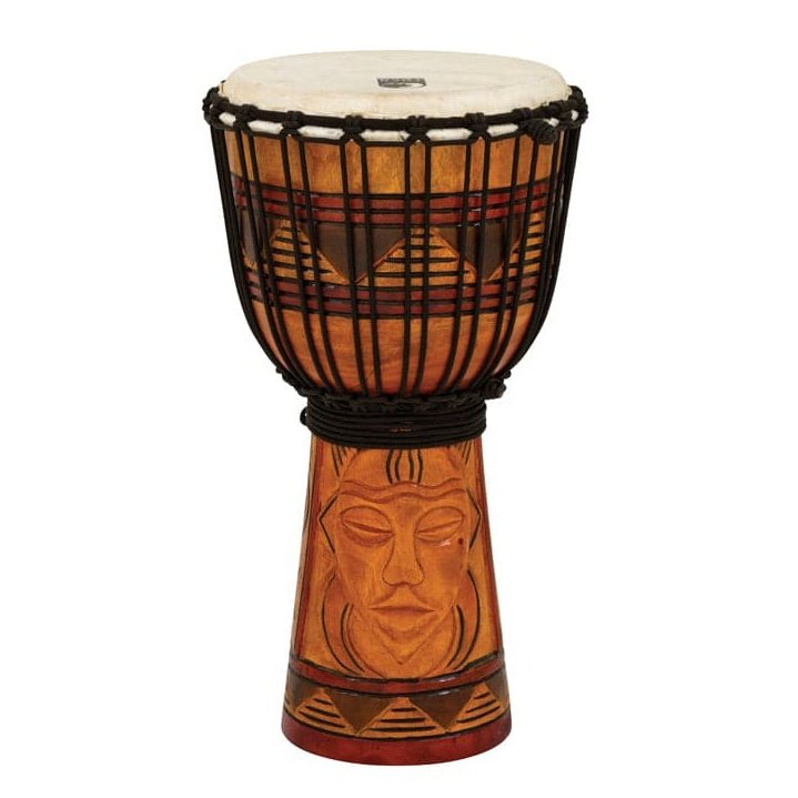 Toca Origins Series Rope Tuned Wood 8 Djembe, Tribal Mask