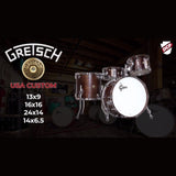 Gretsch USA Custom 3pc Drum Set 24/13/16 Satin Antique Maple w/Mount
