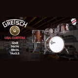Gretsch USA Custom 4pc Drum Set 18/12/14/14 Satin Antique Maple w/Mount