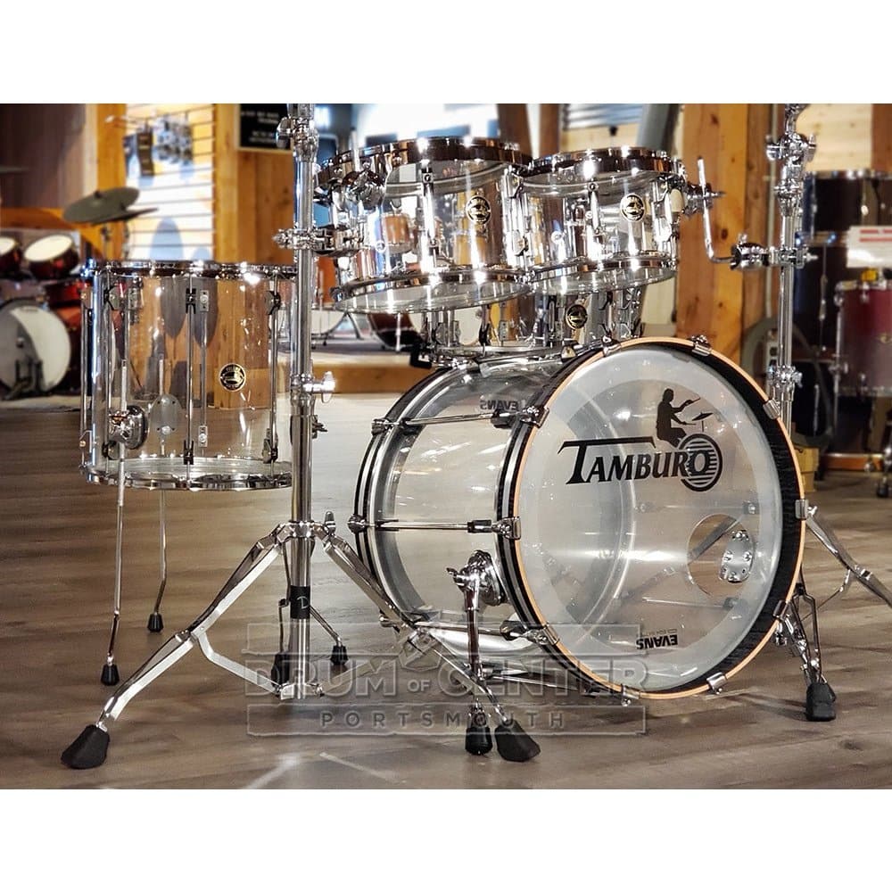 Tamburo Volume Series 5pc Seamless Acrylic Drum Set With Snare Drum Natural Clear