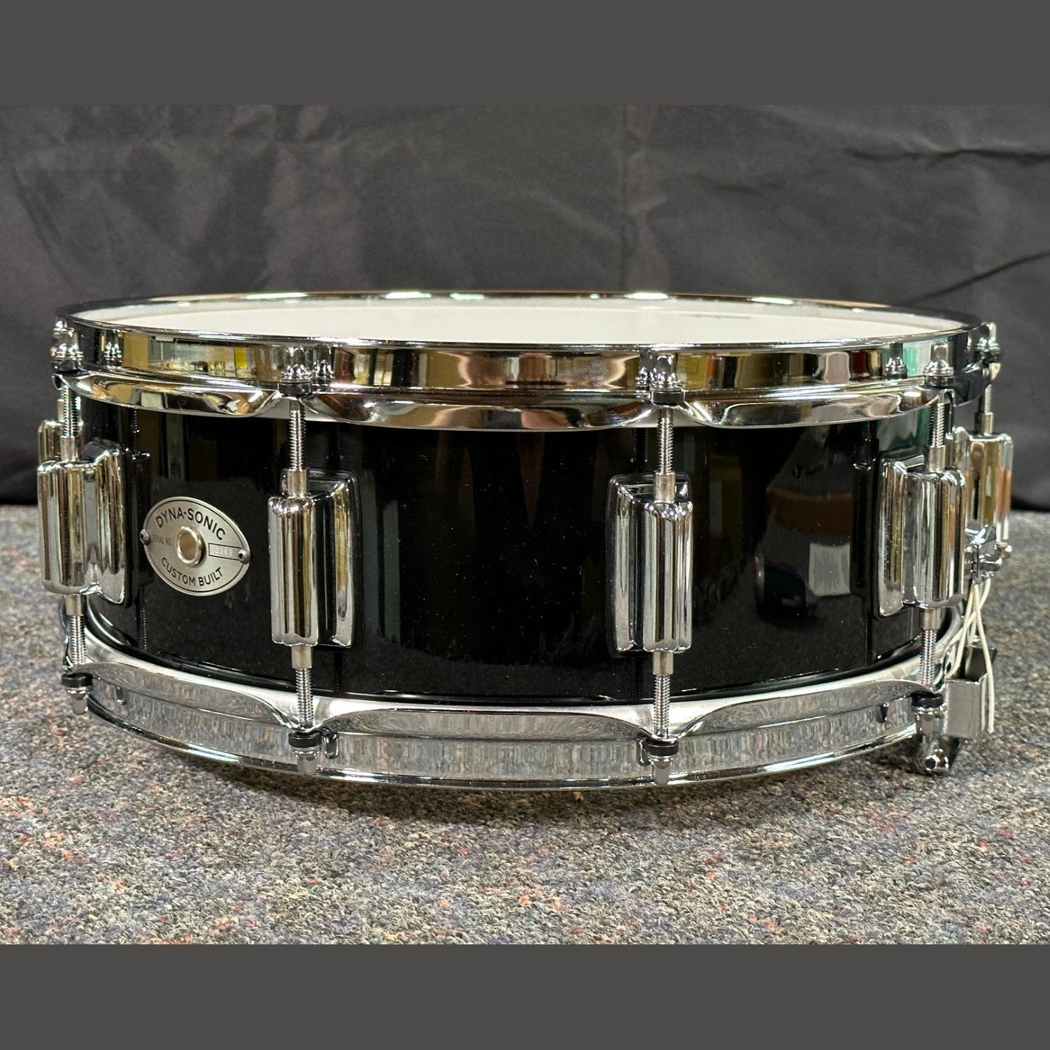 Used Rogers Dyna-sonic Wood Shell Snare Drum 14x5 Piano Black Lacquer