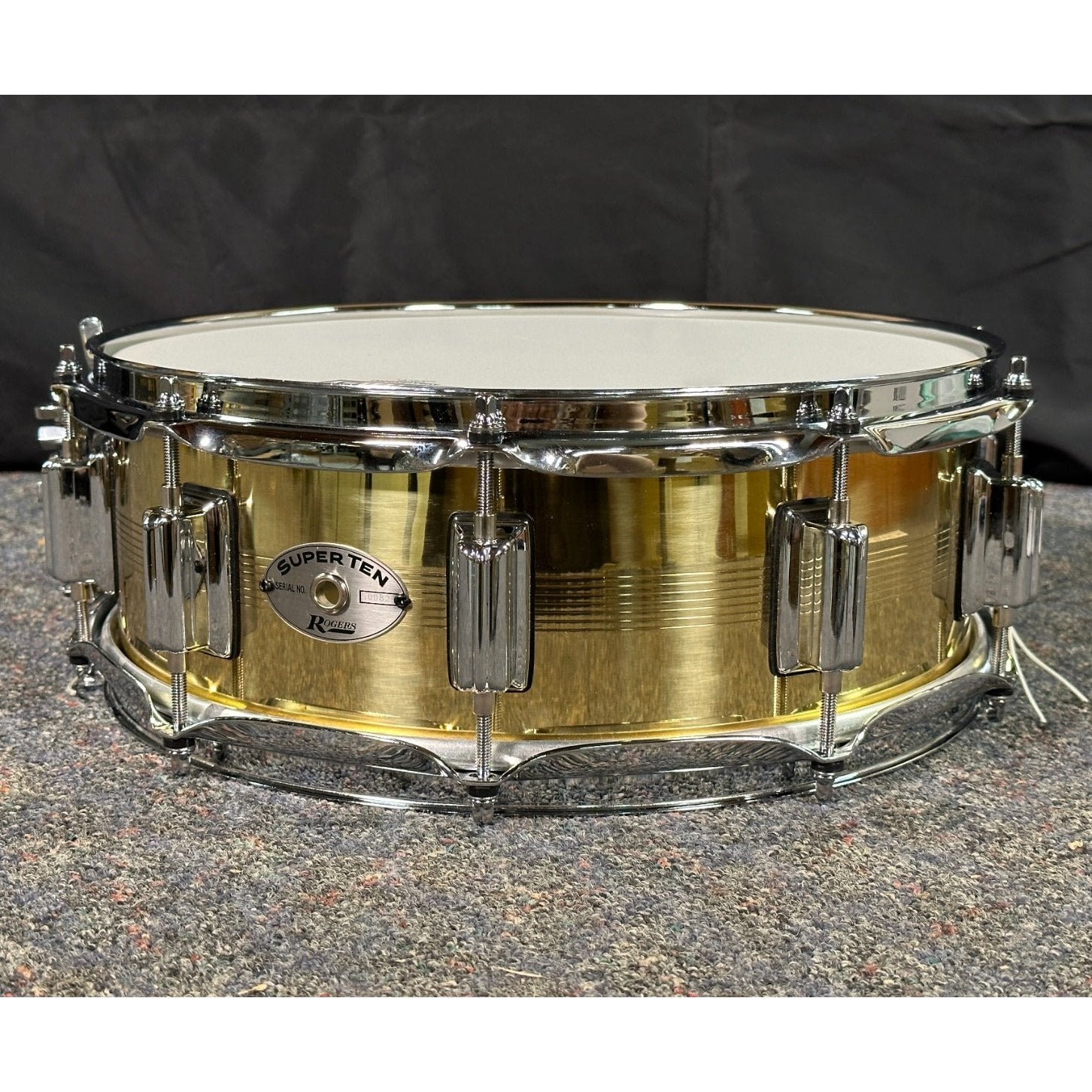 Used Rogers SuperTen 7-Line Brass Snare Drum 14x5