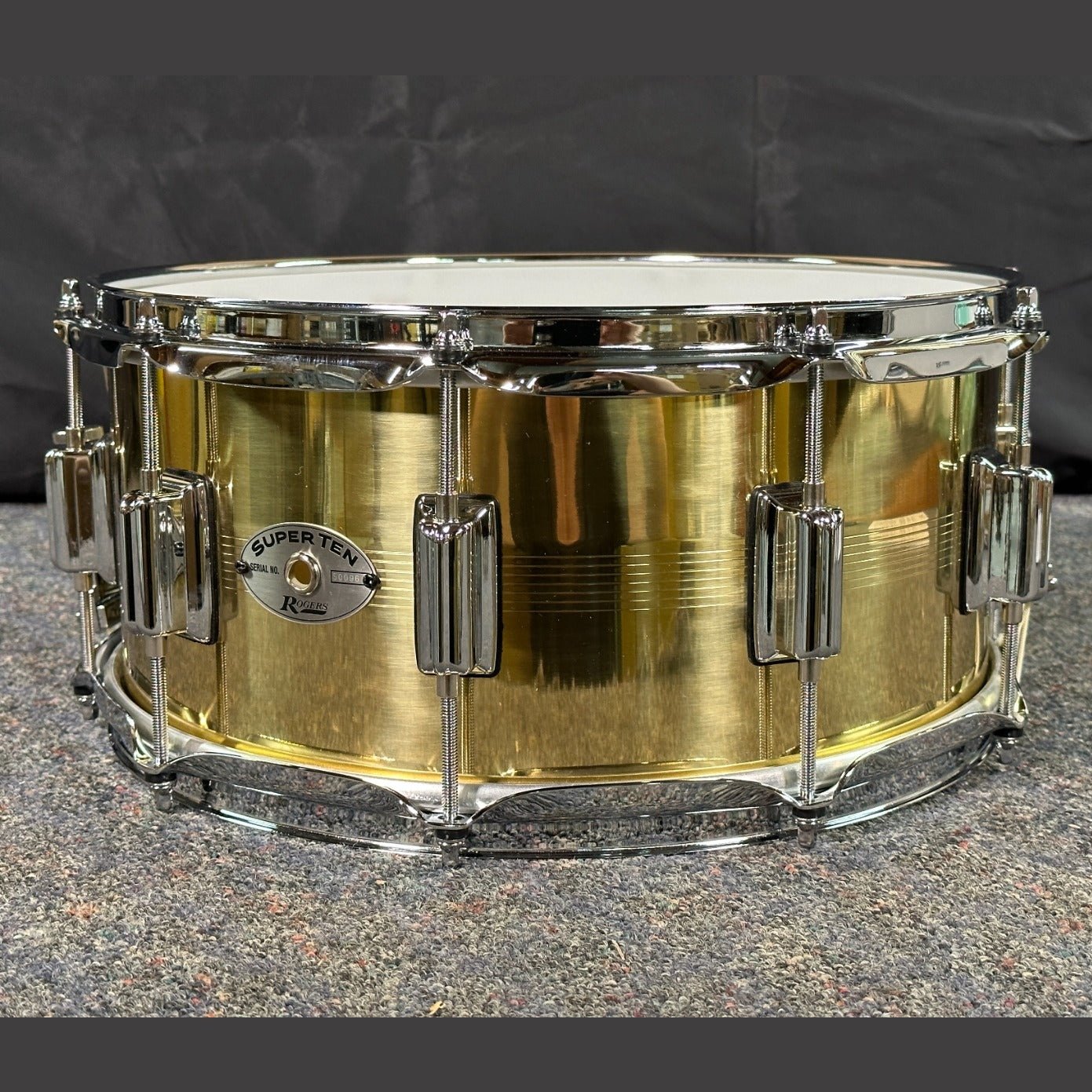 Used Rogers SuperTen 7-Line Brass Snare Drum 14x6.5
